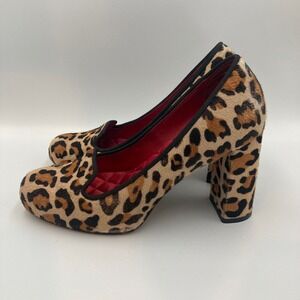 Cole Haan Leopard Print Calf Hair Block Heel Pumps Size 7